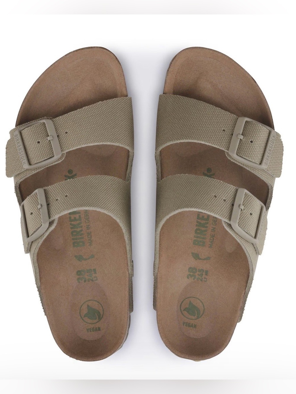 Birkenstock 💅🌴 Faded Khaki Arizona Textile Canvas Vegan Sandals 8 8.5 39 NEW - Picture 11 of 12